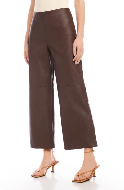 Shop Karen Kane Wide Leg Crop Faux Leather Pants In Brown