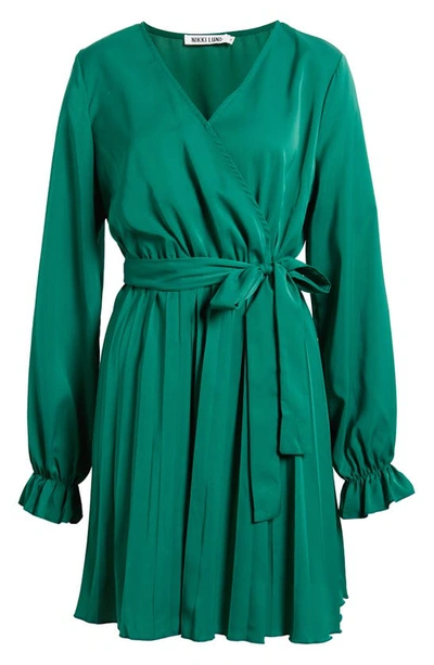 Shop Nikki Lund Sienna Long Sleeve Faux Wrap Dress In Green