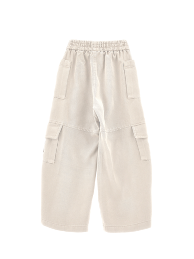 Monnalisa Fluid Gabardine Trousers In Ecru