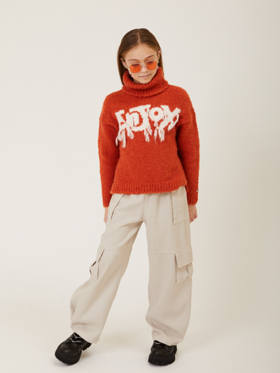 Monnalisa Fluid Gabardine Trousers In Ecru