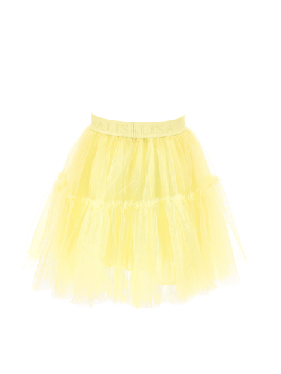 Shop Monnalisa Silk-touch Tulle Skirt In Light Yellow