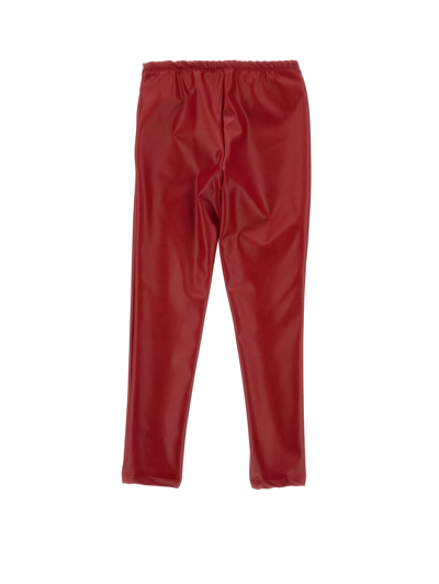 Monnalisa Coated Fabric Stretch Leggings In Ruby Red