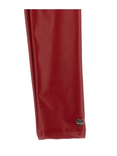 Monnalisa Coated Fabric Stretch Leggings In Ruby Red
