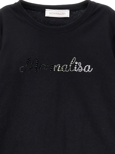 Monnalisa Cotton T-shirt With Logo In Black
