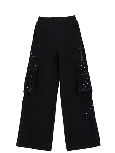 Shop Monnalisa Cargo-style Fleece Trousers In Black