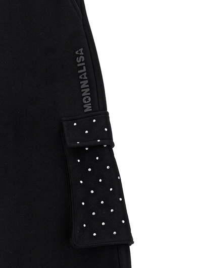 Shop Monnalisa Cargo-style Fleece Trousers In Black