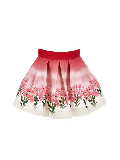 Shop Monnalisa Quilted Floral Skirt In Ruby Red