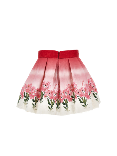 Monnalisa Quilted Floral Skirt In Ruby Red
