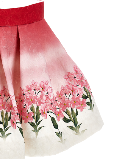 Monnalisa Quilted Floral Skirt In Ruby Red