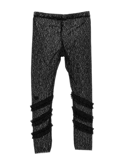 Monnalisa Lace Leggings With Ruffles In Black