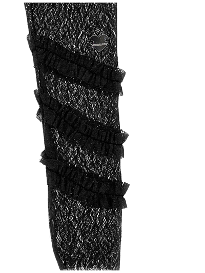 Monnalisa Lace Leggings With Ruffles In Black