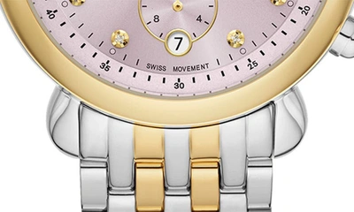 Michele Csx Two-tone Diamond Bracelet Watch, 38mm In 2t Silver/ Gold