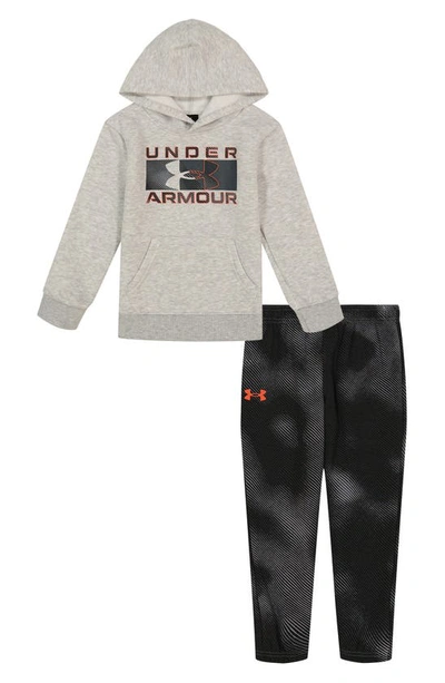 Shop Under Armour Kids' Lino Wave Lock Up Hoodie & Joggers Two-piece Set In Mod Gray