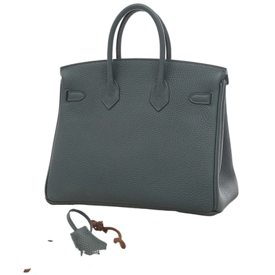 Shop Hermes Hermès Birkin 25 Black Leather Handbag ()