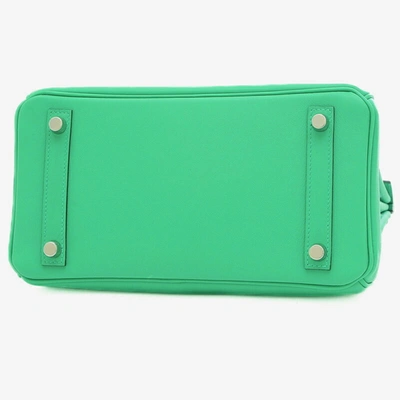 Shop Hermes Hermès Birkin 25 Green Leather Handbag ()