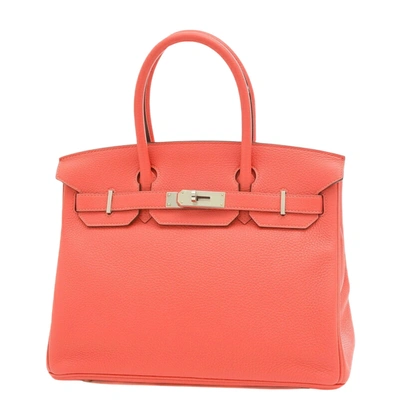 Shop Hermes Hermès Birkin 30 Orange Leather Handbag ()
