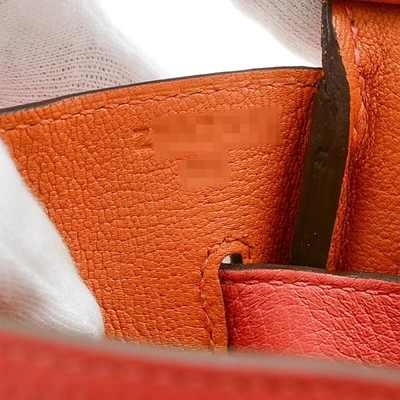 Shop Hermes Hermès Birkin 30 Orange Leather Handbag ()