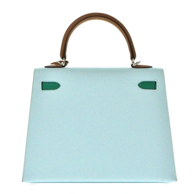 Kelly 25 leather handbag Hermès Blue in Leather - 22131965