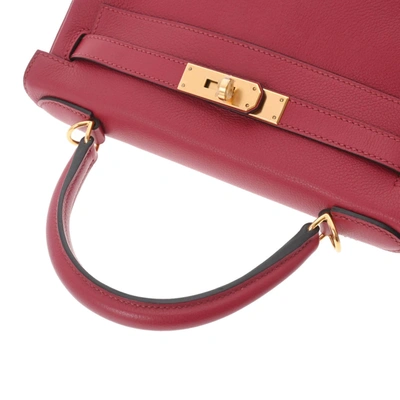 Shop Hermes Hermès Kelly 28 Red Leather Handbag ()