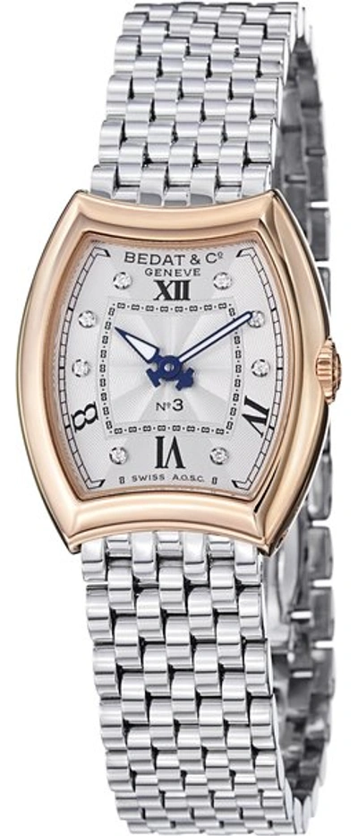 Shop Bedat No 3 Silver Diamond Dial Ladies Watch 305.401.109 In Gold / Rose / Rose Gold / Silver