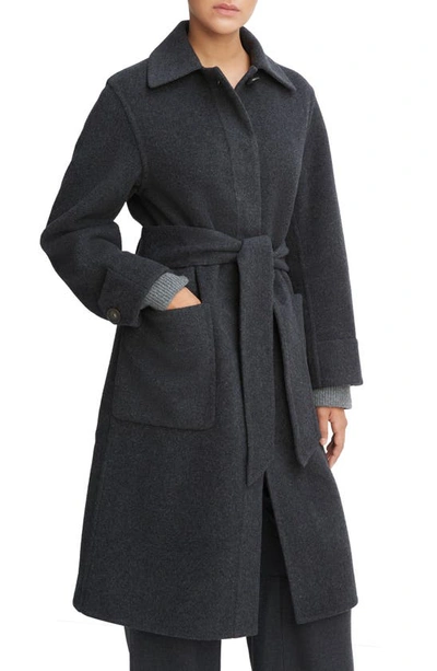 Vince Recyled Wool Blend Coat In Heather Charcoal