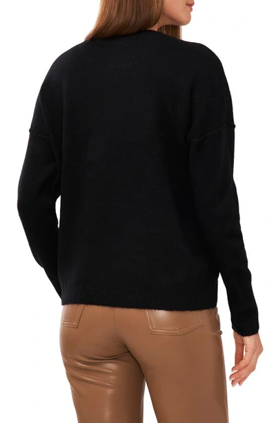 Shop Vince Camuto Star Crewneck Sweater In Rich Black