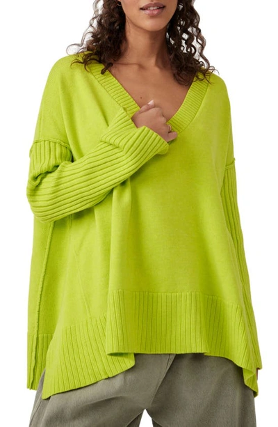 Shop Free People Orion A-line Tunic Sweater In Acid Lime