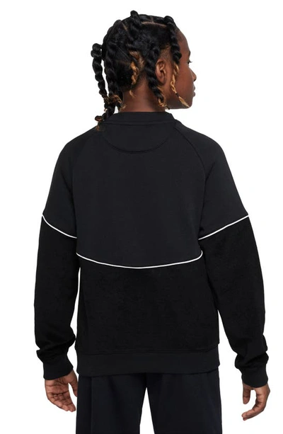 Shop Nike Kids' Sportswear Fleece Logo Sweatshirt In Black/ White/ White