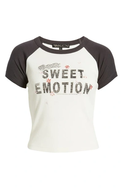 Shop Vinyl Icons Aerosmith Sweet Emotion Colorblock Cotton Graphic T-shirt In Marshmallow