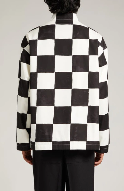 Shop Jil Sander Checkerboard Print Blouson Jacket In Raven
