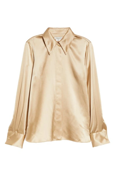 Shop Lafayette 148 French Cuff Silk Button-up Blouse In Dune