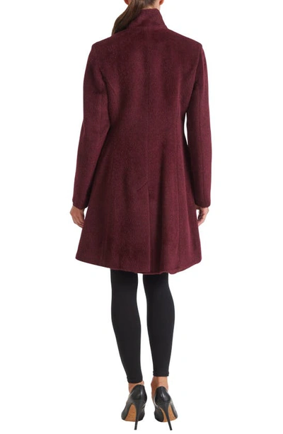 Sofia Cashmere Alpaca Snap Button Coat In Bordeaux