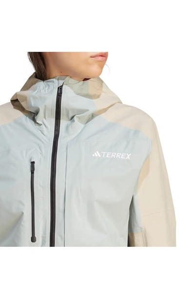 Shop Adidas Originals Terrex Xploric Rain.rdy Waterproof Hiking Jacket In Wonder Silver/ Wonder Beige