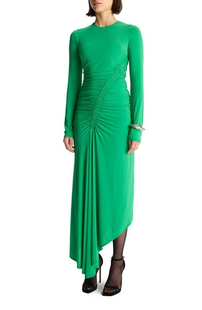 Shop A.l.c Adeline Long Sleeve Asymmetric Hem Dress In Fern