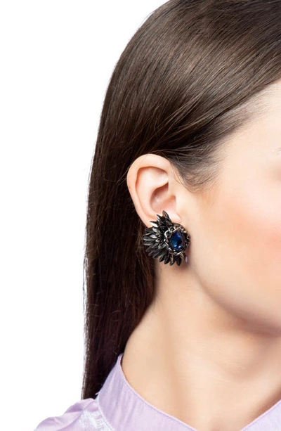 Shop Deepa Gurnani Ryder Crystal Stud Earrings In Sapphire