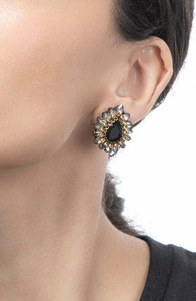 Shop Deepa Gurnani Leesha Crystal Stud Earrings In Black