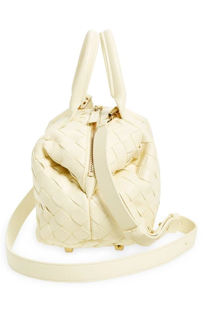 Shop Bottega Veneta Mini Bauletto Intreciatto Lambskin Leather Handbag In 3325 Camomile-m Brass