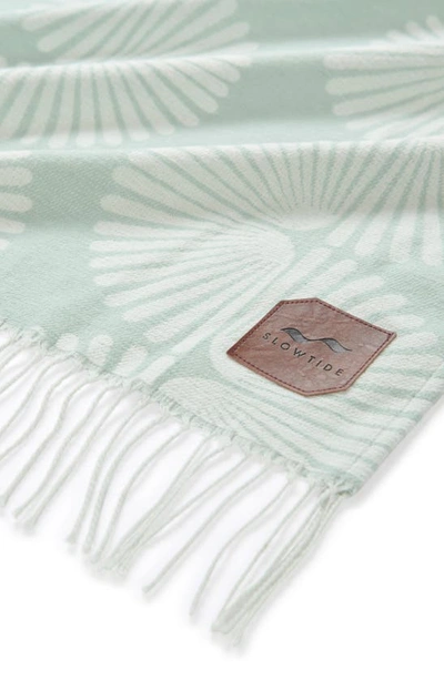 Shop Slowtide Sidewinder Fringe Trim Cotton Blanket In Mint