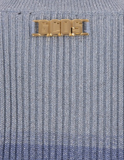 Gcds Degradé Ribbed-knit Cropped Top In Blu