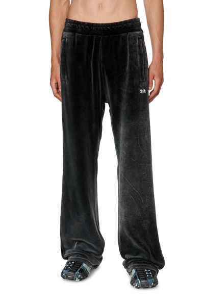 Shop Diesel Chenille Track Pants With Side Bands In Nero