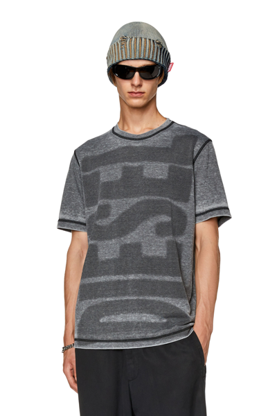 Shop Diesel T-shirt With Burn-out Logo In Black