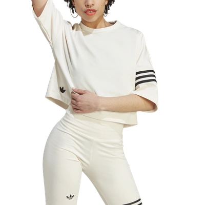 Shop Adidas Originals Womens  Neuclassic Boxy T-shirt In White/black
