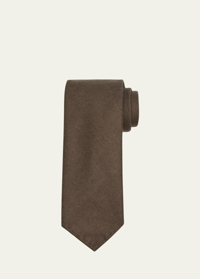 Shop Brioni Men's Cashmere Tie In Brown