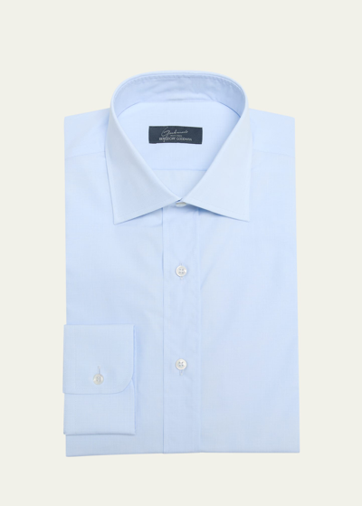 Shop Bergdorf Goodman Men's Micro-plaid Cotton Dress Shirt In Lt Blue