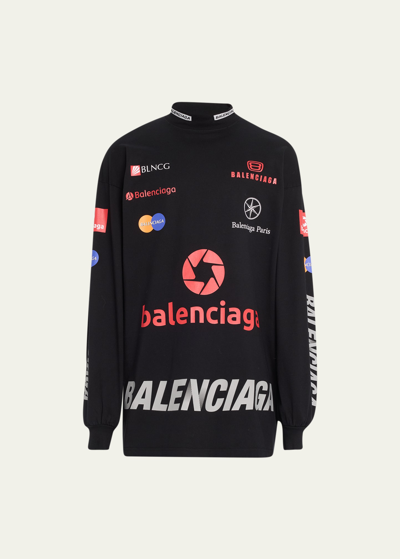 Shop Balenciaga Men's Top League Logo T-shirt In Noir