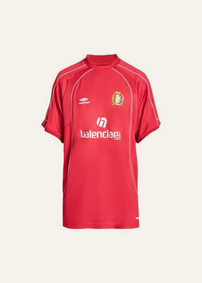 Balenciaga Lion Crest Soccer Oversized T-shirt In Red | ModeSens