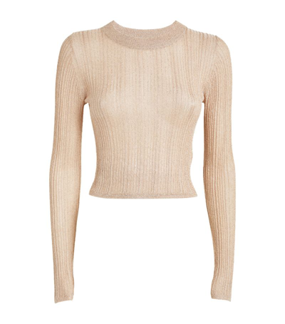 Shop Aeron Metallic Rib-knit Plume Sweater In Gold