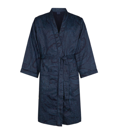 Shop Ralph Lauren Doncaster Paisley Bath Robe In Navy