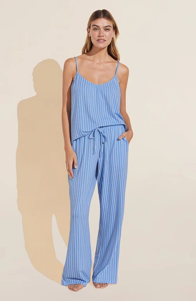 Shop Eberjey Gisele Stripe Stretch Modal Jersey Camisole Pajamas In Nordic Stripes Vista Blueivory