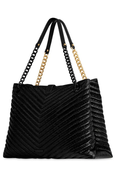 Shop Rebecca Minkoff Edie Quilted Leather Tote In Black